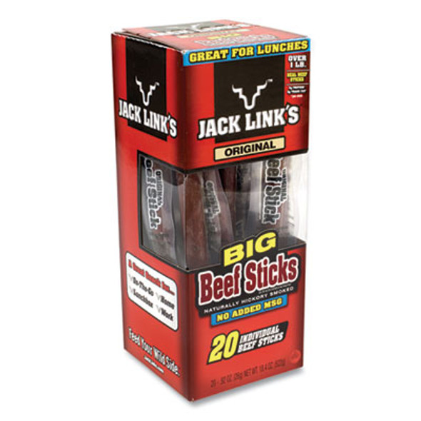 Jack Link’s Big Beef Sticks, 0.92 oz Sticks, 20 Sticks/Carton 89389
