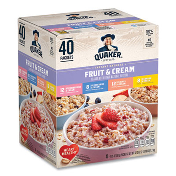 Quaker® Instant Oatmeal, Assorted Varieties, 1.05 oz Packet, 40/Box 12211