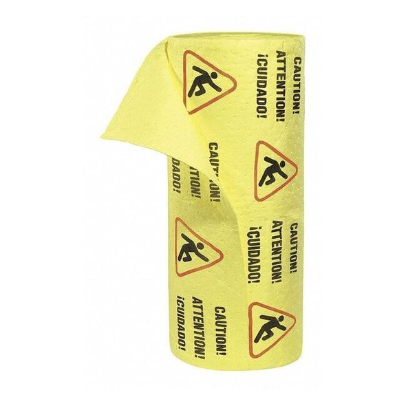 Sorbent Roll, 55 gal, 30 in x 150 ft, Universal, Yellow, Polypropylene