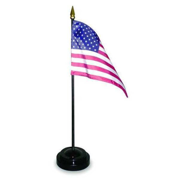 4 in. X 6 in. Miniature Set with U.S. Flag and Black Plastic Base