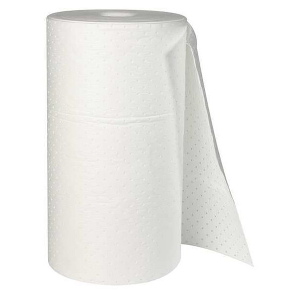 Brady Sorbent Roll, 12 gal, 15 in x 50 ft, Oil, White, Polypropylene OP550