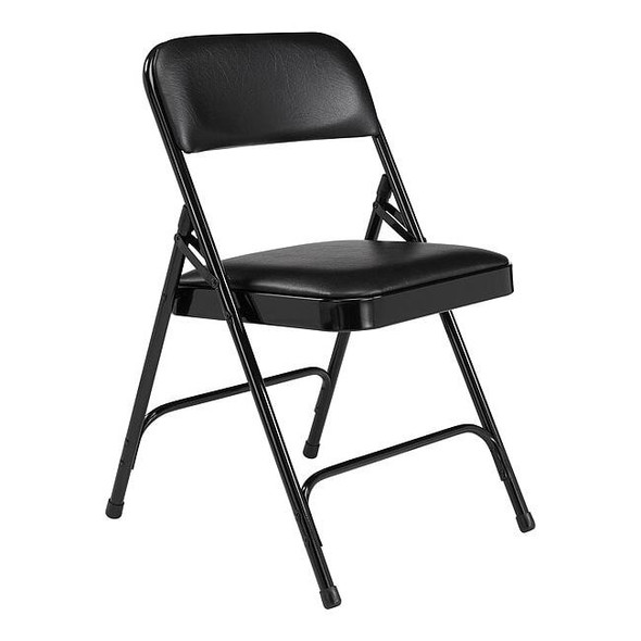 National Public Seating Folding Chair,Vinyl,29-1/2in H,Black,PK4 1210