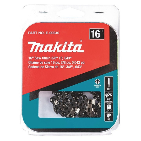 Makita Saw Chain,16" L,3-8" LP Pitch,.043" ga. E-00240