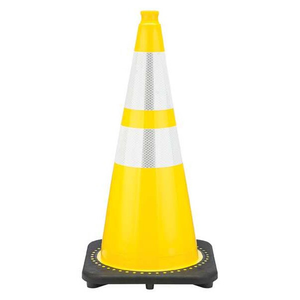 Traffic Cone, PVC, High-Intensity Prismatic, 28 in Height, 7 lb, Yellow