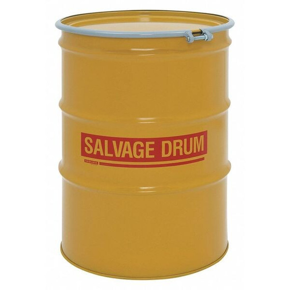 Open Head Transport Drum, Steel, 85 gal, Unlined, Yellow