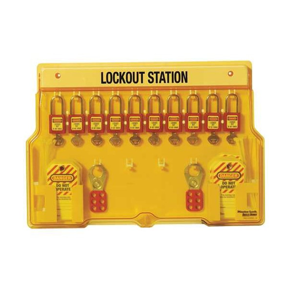 Lockout Station, Unfilled, Holds 20 Padlocks, 22 in x 22 in, Includes Translucent Lockable Cover