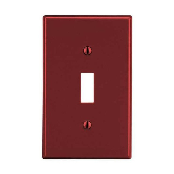 Toggle Switch Wall Plate, Number of Gangs: 1 Plastic, Satin Finish, Red
