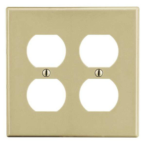 Hubbell Wiring Device-Kellems DupRcptWllPlt,Stnd;Ivory,2Gng,Smth Stn P82I