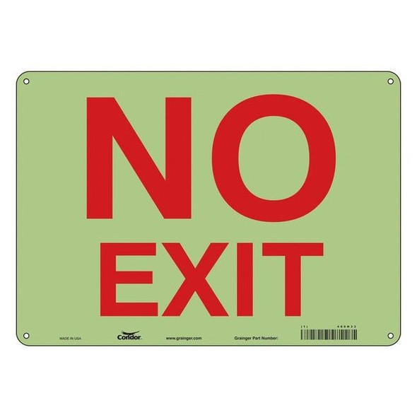 Condor Exit Sign, Plastic, 14" W, 10" H, No Exit, White 480H33