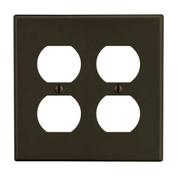 Duplex Receptacle Wall Plate, Number of Gangs: 2 Plastic, Satin Finish, Brown