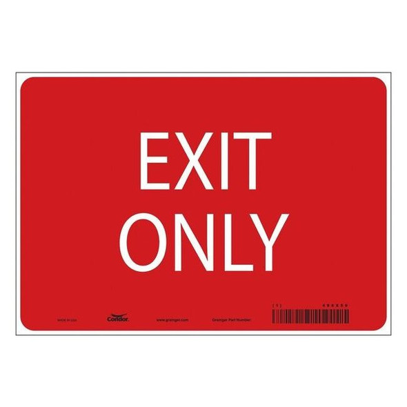 Condor Exit Sign, Vinyl, 10" W, 7" H, Exit Only, Red 486X59