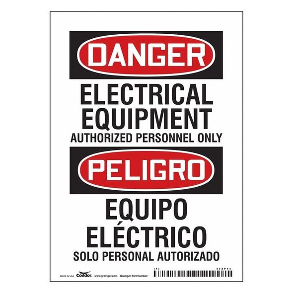 Condor Safety Sign,5" W,7" H,0.004" Thickness, 472P14 472P14