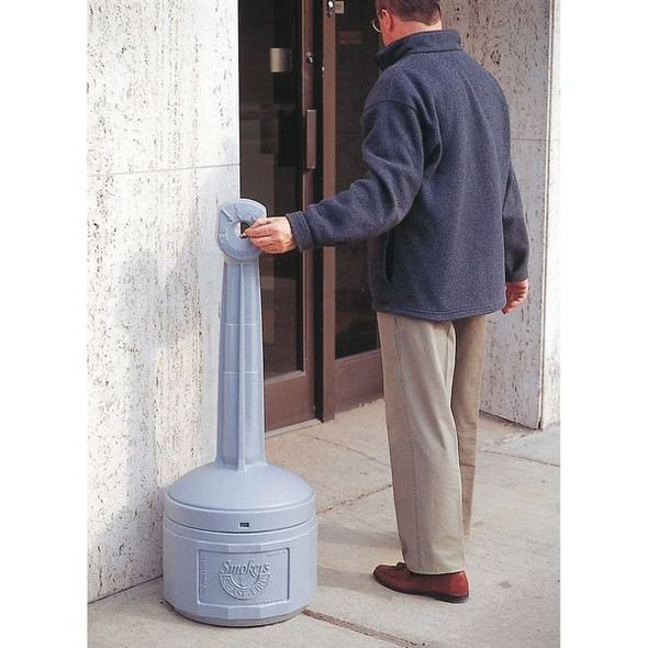 Justrite 4 gal Smokers Cease-Fire Cigarette Receptacle, 38-1/2 in H x 16-1/2 in Dia, Green 26800G