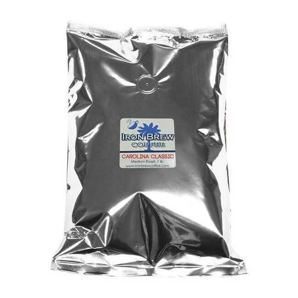 Iron Brew Coffee, Carolina Classic, Bag, Caffeinated, Whole Bean, 1 lb C-1CTCWB