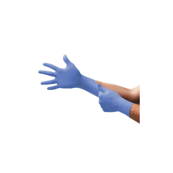 92-675 Nitrile Powder-Free Disposable Gloves, Textured Fingers, 4.3 mil Palm/5.5 mil Fingers, Large, Blue