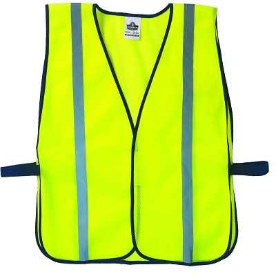 GloWear® Safety Vest, 8020HL, Non-Certified, 1 in Reflective Strip, Hook and Loop, One Size, Lime