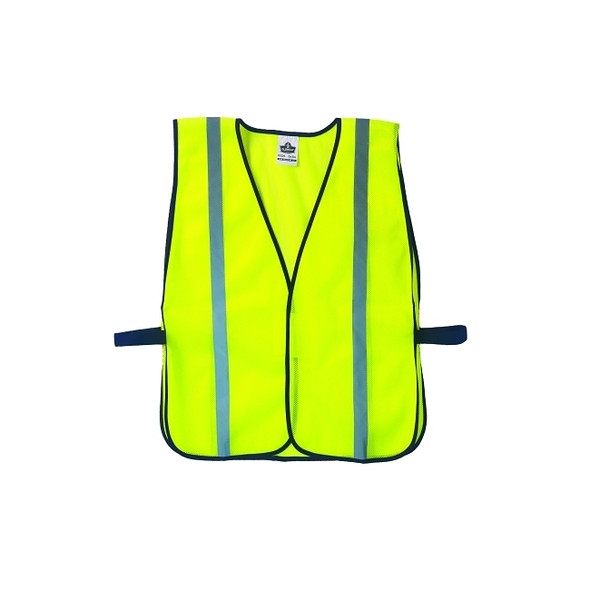 GloWear® Safety Vest, 8020HL, Non-Certified, 1 in Reflective Strip, Hook and Loop, One Size, Lime