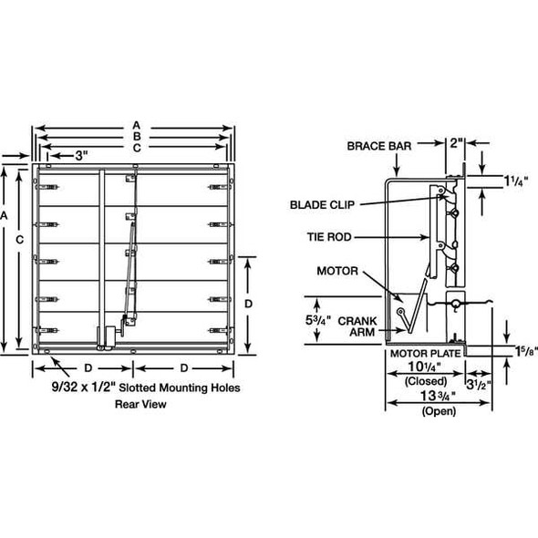 Dayton Mtrzd Damper,For Fan Dia. 36",100-240V 3C131
