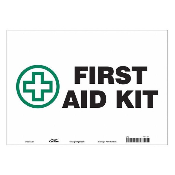First Aid Kit, 14 in W x 10 in H, Horizontal Rectangle, Vinyl, 471T21