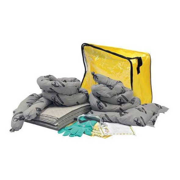 Brady Spill Kit, 15 gal Volume Absorbed per Kit, Bag, Clear/Yellow SKA-CFB