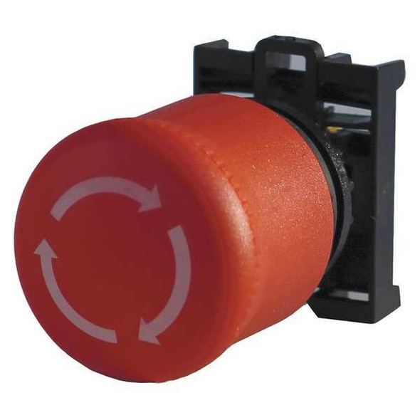 E-Stop Pushbutton Operator, Red, 22mm, Legend: Turn to Release Arrows