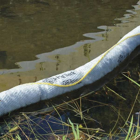 Pig Sorbent Boom, 16 gal, 3 in x 20 ft, Oil, White, 4 PK BOM407