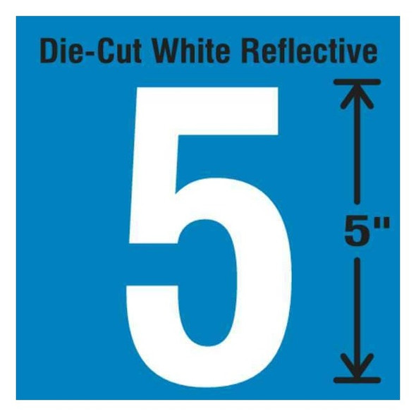 Stranco NumberLabel,Vinyl,5inH,2-3/4inW,PK5 DWR-5-5-5
