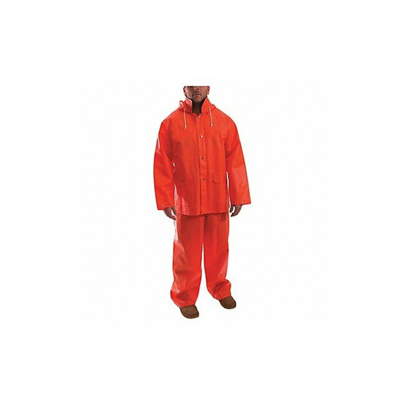 Tingley 2-Piece Rainsuit, PVC, 0.35 mil Thick, Attached, Orange, XL S63219