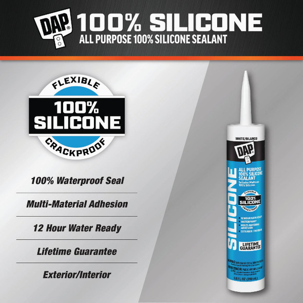 DAP 9.8 Oz. Window, Door & Siding Silicone Sealant, White 7079808646 793476