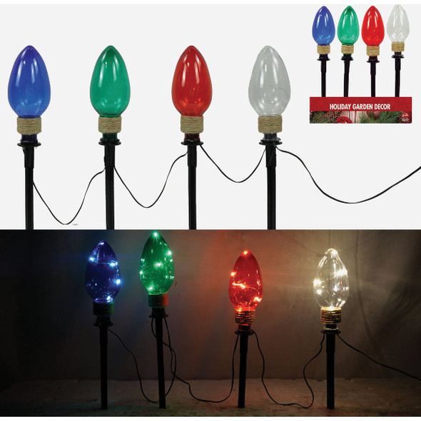 Alpine Christmas Light Bulb Garden Pathway Light Stake (4-Count)