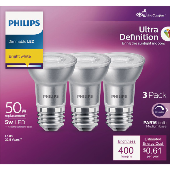 3pk 50w Par16bw Led Bulb