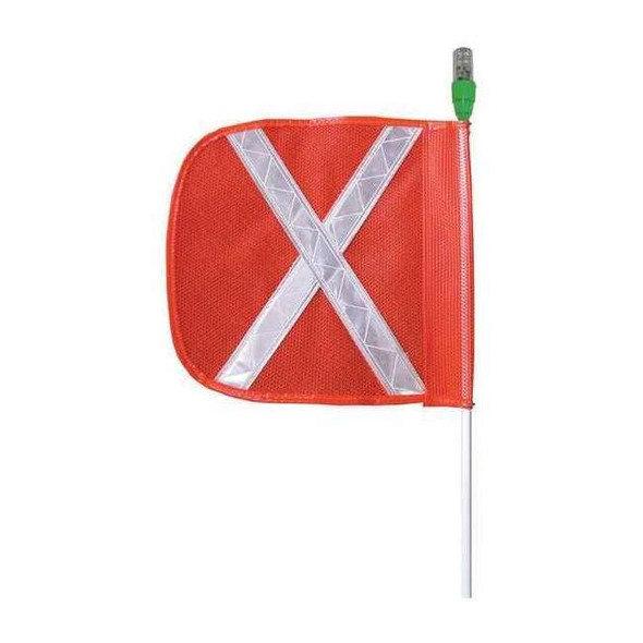 Checkers Warning Whip with Reflective X Flag, White Whip, Orange Flag FS5XL-O