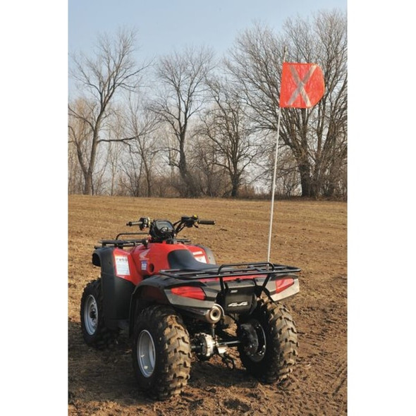 Checkers Warning Whip with Reflective X Flag, White Whip, Orange Flag FS5XL-O