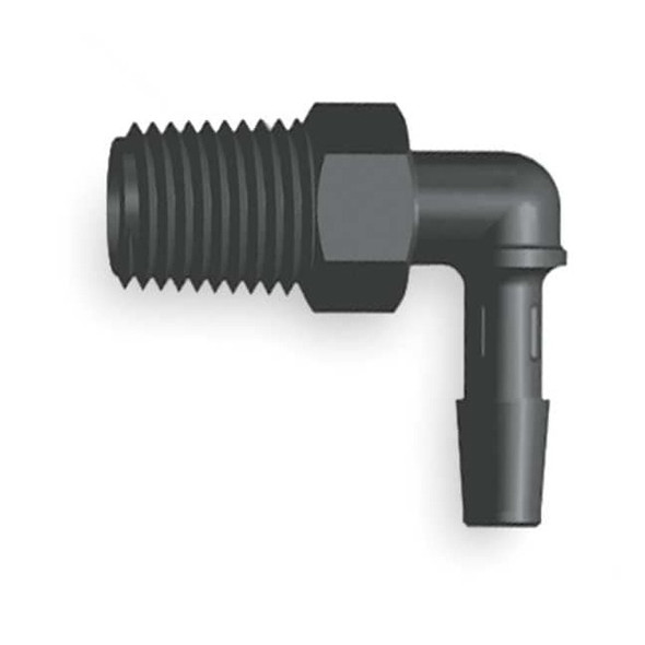 Eldon James Elbow,Nylon,Barbed5/16",MNPT1/4",PK10 L4-5BN