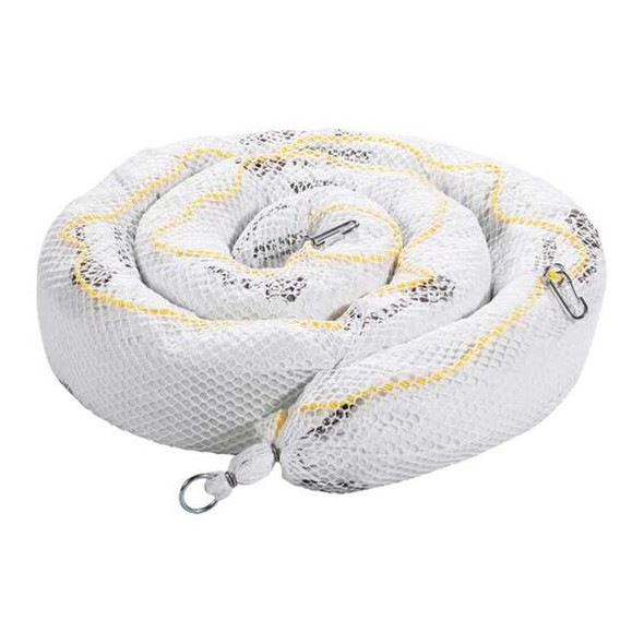 Pig Sorbent Boom, 24 gal, 5 in x 10 ft, Oil, White, 4 PK BOM600