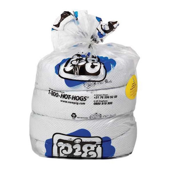 Pig Sorbent Boom, 24 gal, 5 in x 10 ft, Oil, White, 4 PK BOM600
