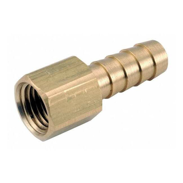 Barbed Hose Fitting, 3/16" Tube OD, 1/8 in Pipe Size, Brass