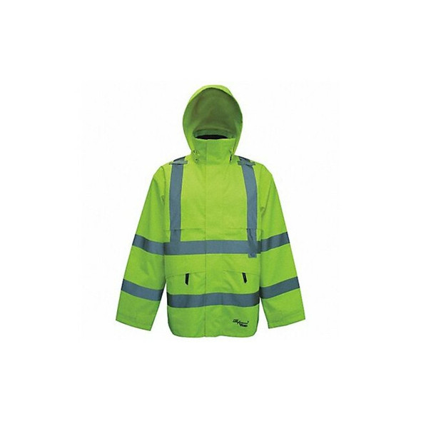 Hi-Viz Safety Jacket, Polyester, Polyurethane, Class 3 Type R, Green, S