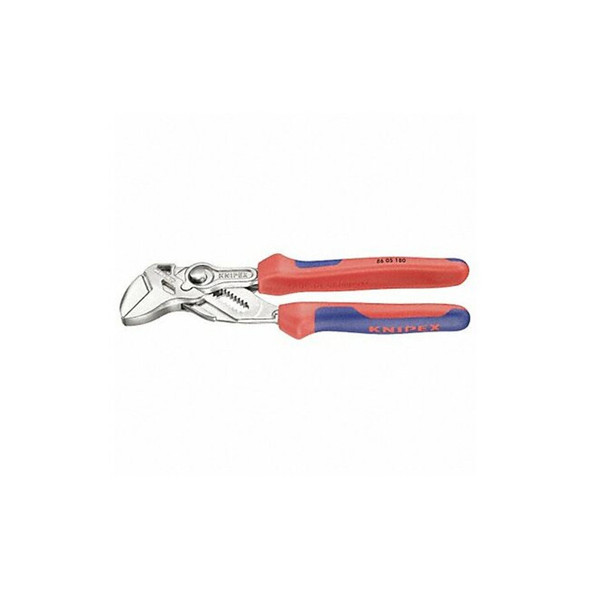 Knipex 7 1/4 in Straight Jaw Plier Wrench Smooth, Bi-Material Grip 86 05 180