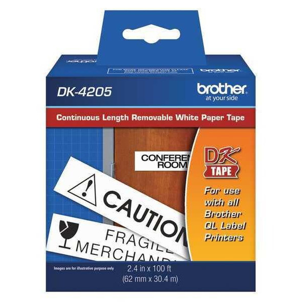 Brother Removable Label, Black/White, Labels/Roll: Continuous DK4205