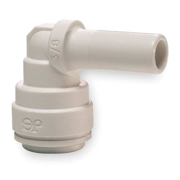 Push-Fit Elbow Fitting, 3/8 in Tube Size, Polypropylene, White, 10 PK