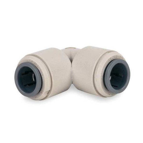 Push-Fit Elbow Fitting, 3/8 in Tube Size, Acetal, Gray, 10 PK