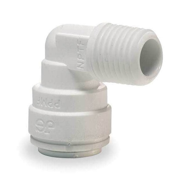 Push-Fit Elbow Fitting, 1/4 in Tube Size, Acetal, Gray, 10 PK