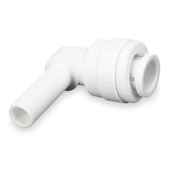 Push-Fit Elbow Fitting, 3/8 in Tube Size, Acetal, White, 10 PK
