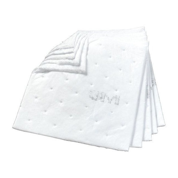 Sorbent Pad, 33 gal, 17 in x 19 in, Oil, White, Polyester, Polypropylene