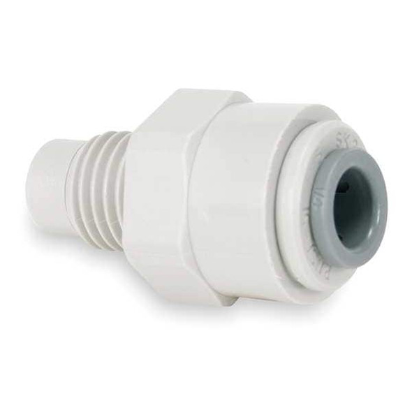 Push-Fit Adapter Fitting, 1/4 in Tube Size, Acetal, Gray, 10 PK