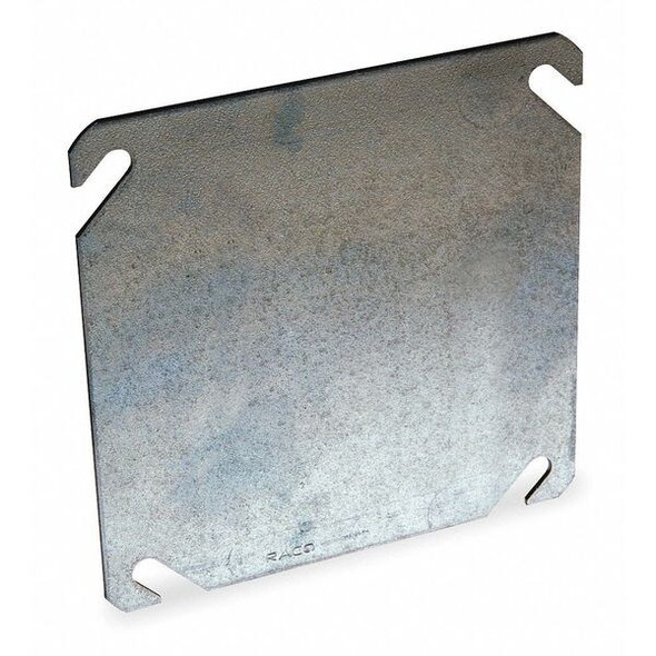 Raco Box Cover, Square Box Type, 2 Gang, Galvanized Zinc, Blank Cover Type 752