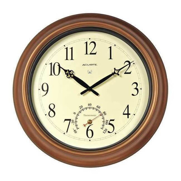Manufacturer Varies 18" Analog Thermometer Wall Clock, Brown 50314A2