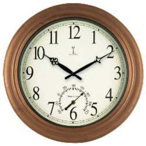 Manufacturer Varies 18" Analog Thermometer Wall Clock, Brown 50314A2