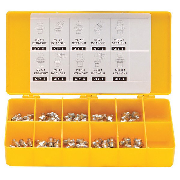 Westward Grease Fitting Kit,Metric Tapered,PK50 52NZ93